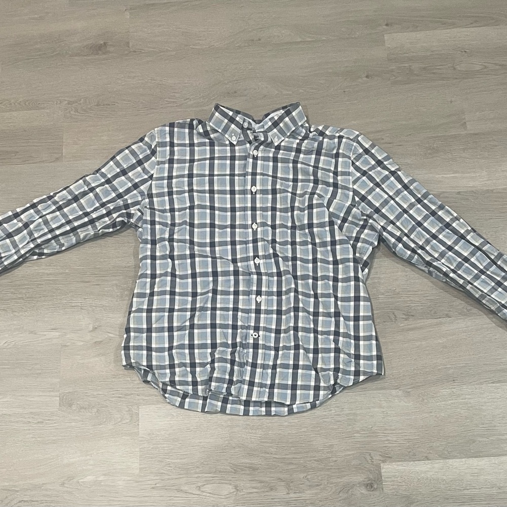 Men's Nautica Blue Plaid Button Down-Size XL